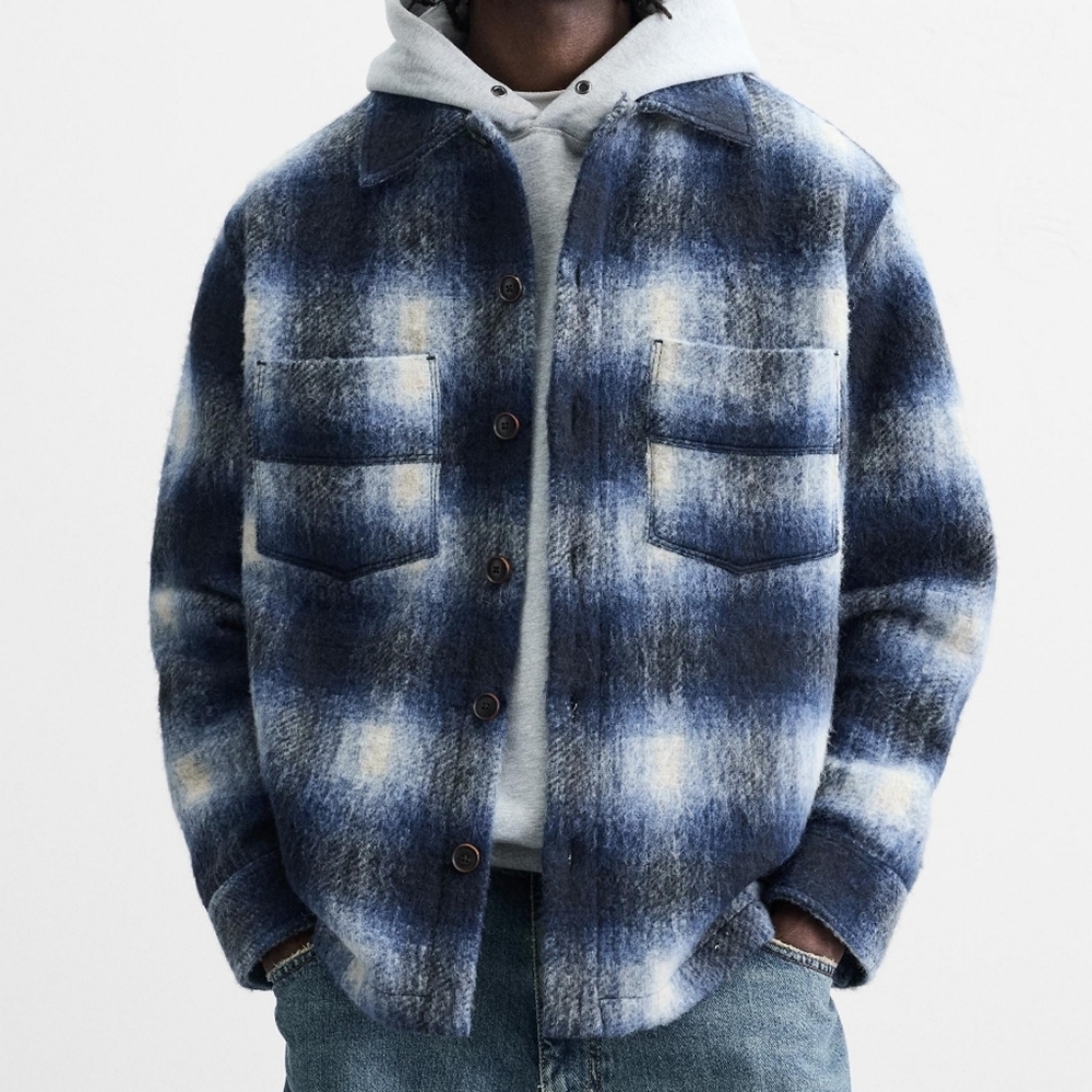 Zara Plaid Wool Blend Overshirt